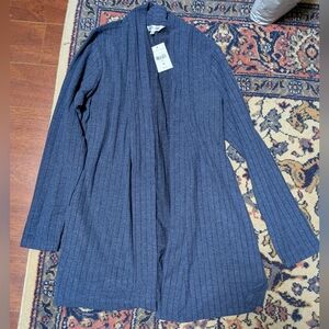 Women's Navy Open Front Cardigan Sweater, Medium